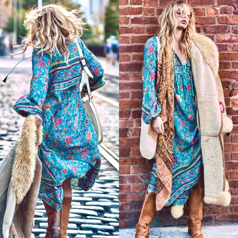 πΊπHPππΊ NWT Spell & The Gypsy Folk Town Boho Midi Dress - Picture 6 of 16